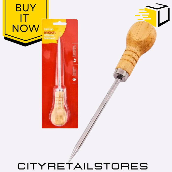 4" Hole Maker Punch Bradawl 100mm Wooden Handle Scribing  Amtech