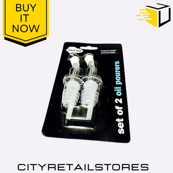Set of 2 Oil Pourers Stainless Steel & Easy Pour Spout For Cooking - Chef Aid