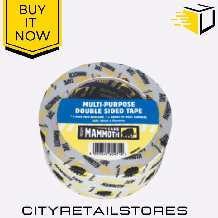 Mammoth PowerGrip Double Sided Tape Strong Fix Adhesive 50mm x 25m Everbuild