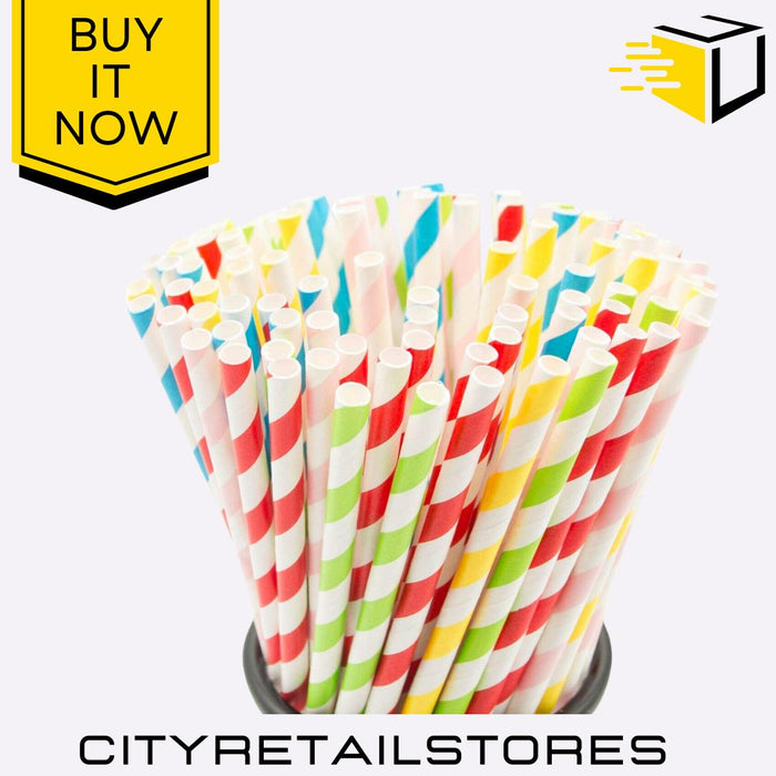 Paper Smoothie Straws Mixed Colours Stripes Polka Dots Eco-Friendly 20/40 Apollo