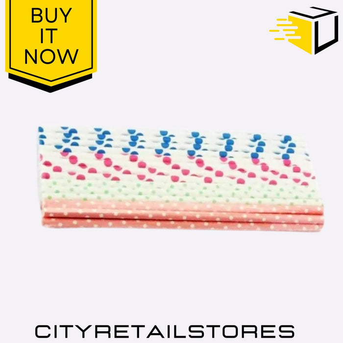 Paper Smoothie Straws Mixed Colours Stripes Polka Dots Eco-Friendly 20/40 Apollo