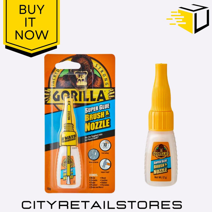 Gorilla Brush & Nozzle Precision 2 in 1 Super Glue Gel  Strong All-Purpose 12g
