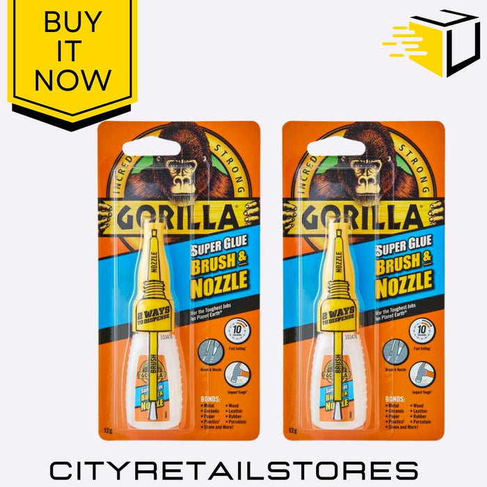 Gorilla Brush & Nozzle Precision 2 in 1 Super Glue Gel  Strong All-Purpose 12g