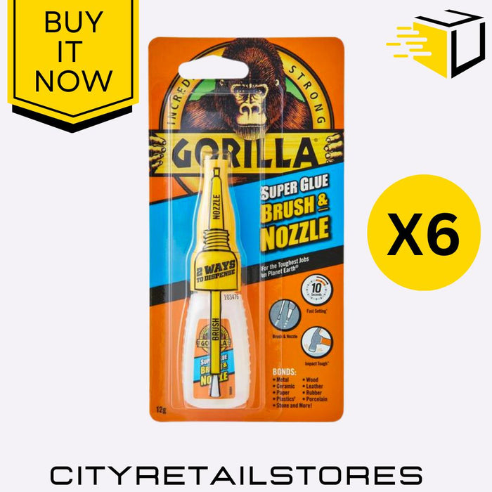 Gorilla Brush & Nozzle Precision 2 in 1 Super Glue Gel  Strong All-Purpose 12g