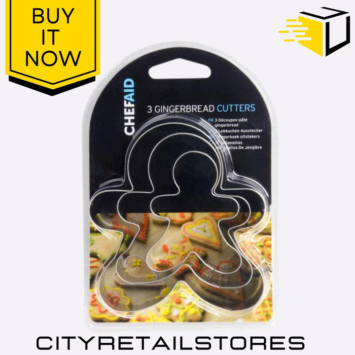 Gingerbread Cutters 3pcs Family Set Christmas Cookie Biscuit Baking Chef Aid