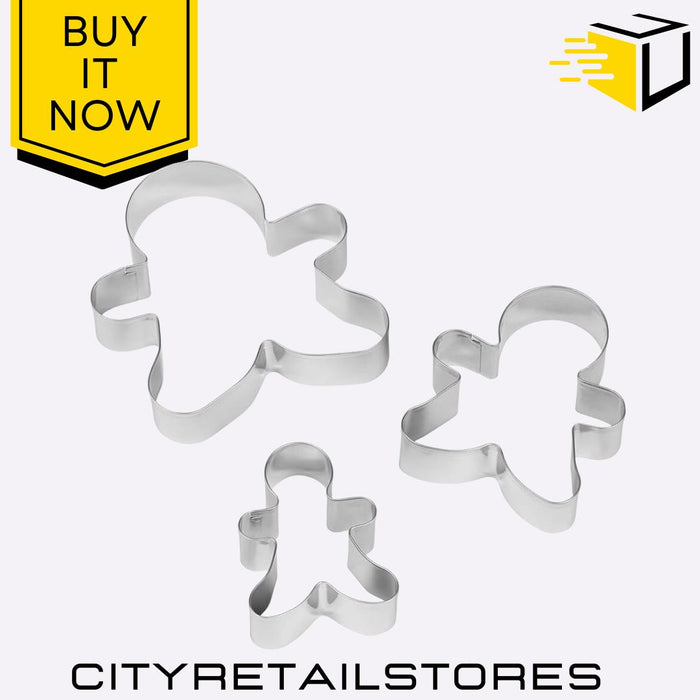 Gingerbread Cutters 3pcs Family Set Christmas Cookie Biscuit Baking Chef Aid