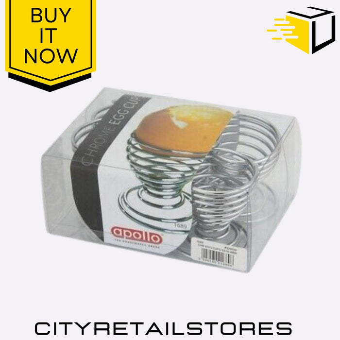 Spiral Chrome Egg Cups Stylish & Durable Egg Holder Set 6 Pack Apollo