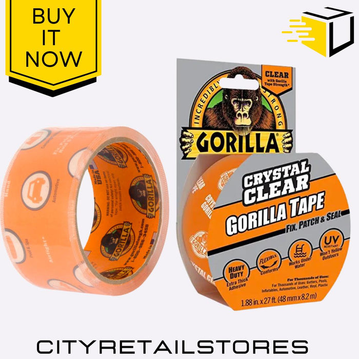 Gorilla Clear Repair Tape Gloss Finish Heavy Duty Waterproof Durable 8.2m