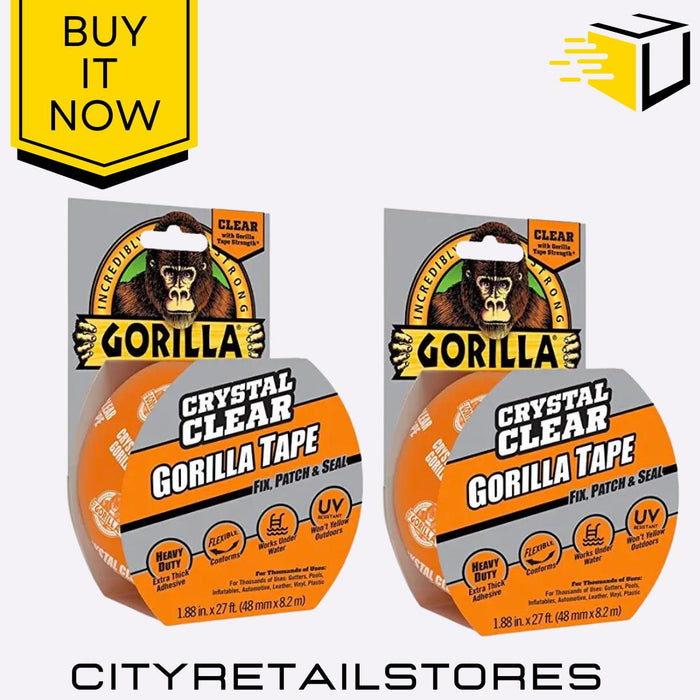 Gorilla Clear Repair Tape Gloss Finish Heavy Duty Waterproof Durable 8.2m