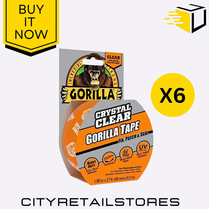 Gorilla Clear Repair Tape Gloss Finish Heavy Duty Waterproof Durable 8.2m