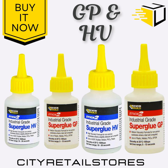 20g 50g Superglue Industrial General Use GP & High Viscosity Adhesive Everbuild