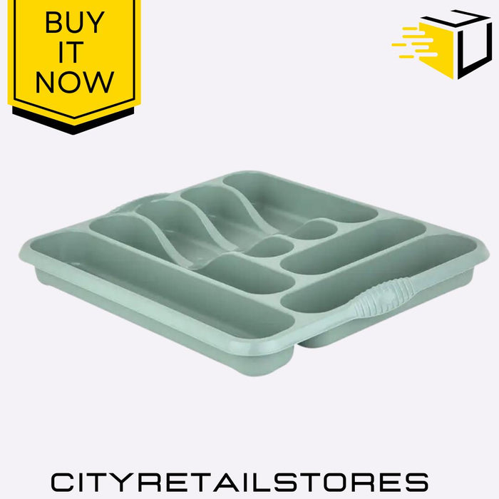 Casa Large Cutlery Tray Silver Sage Drawer Organizer Utensil Holder Storage Wham