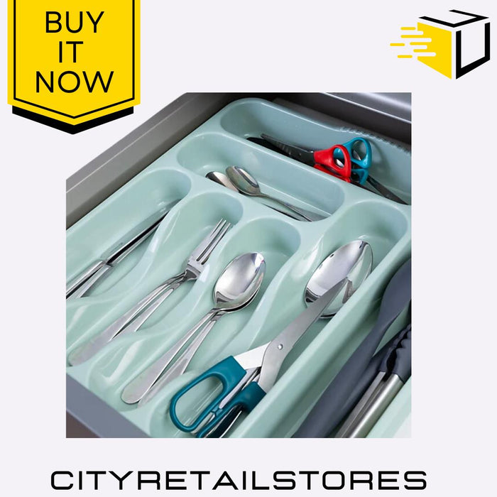 Casa Large Cutlery Tray Silver Sage Drawer Organizer Utensil Holder Storage Wham