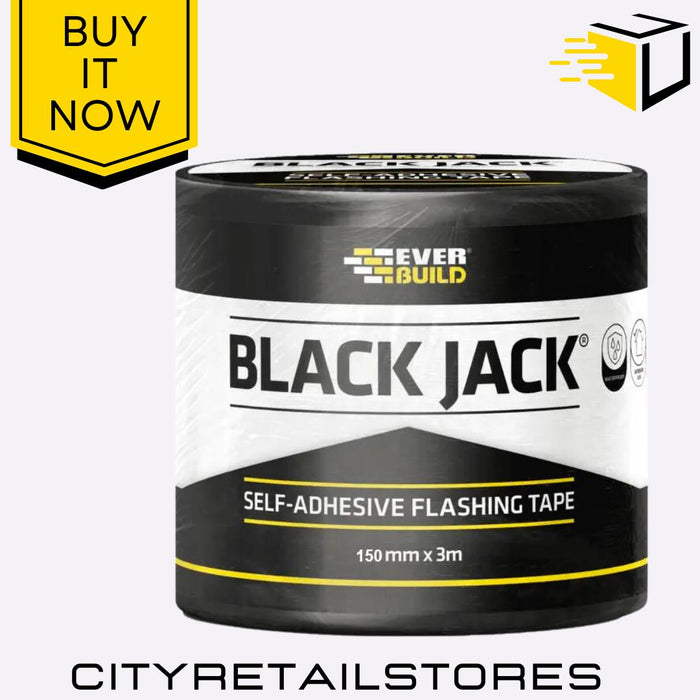 Black Jack Self Adhesive Flashing Tape Roof Repair 100 150 225mm x 3m Everbuild