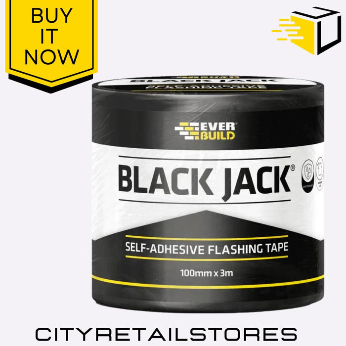 Black Jack Self Adhesive Flashing Tape Roof Repair 100 150 225mm x 3m Everbuild