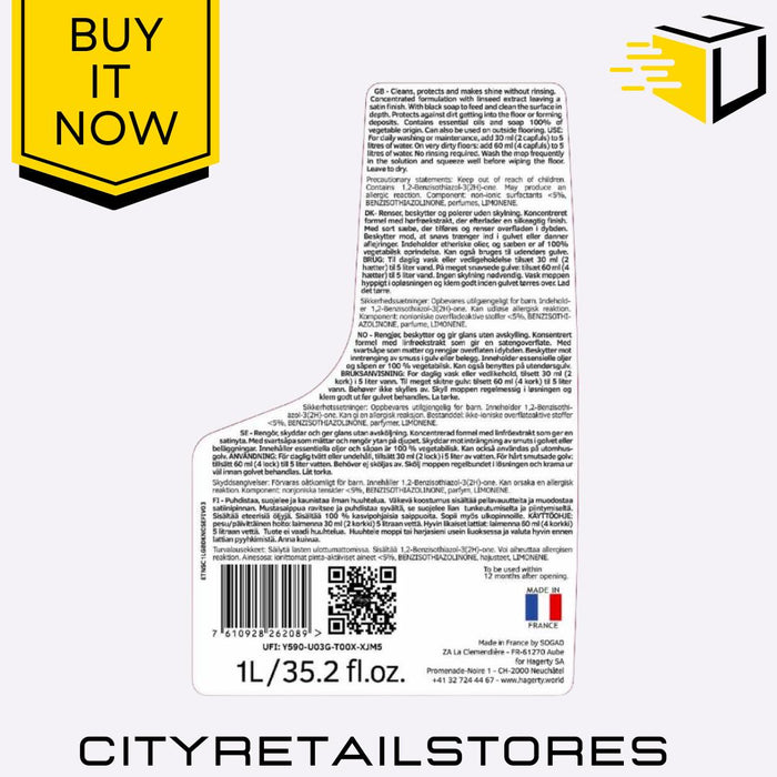 Wood Marble & Stone Floor Care Cleaner Stone, Tile & Wood Cleaner 1L Hagerty