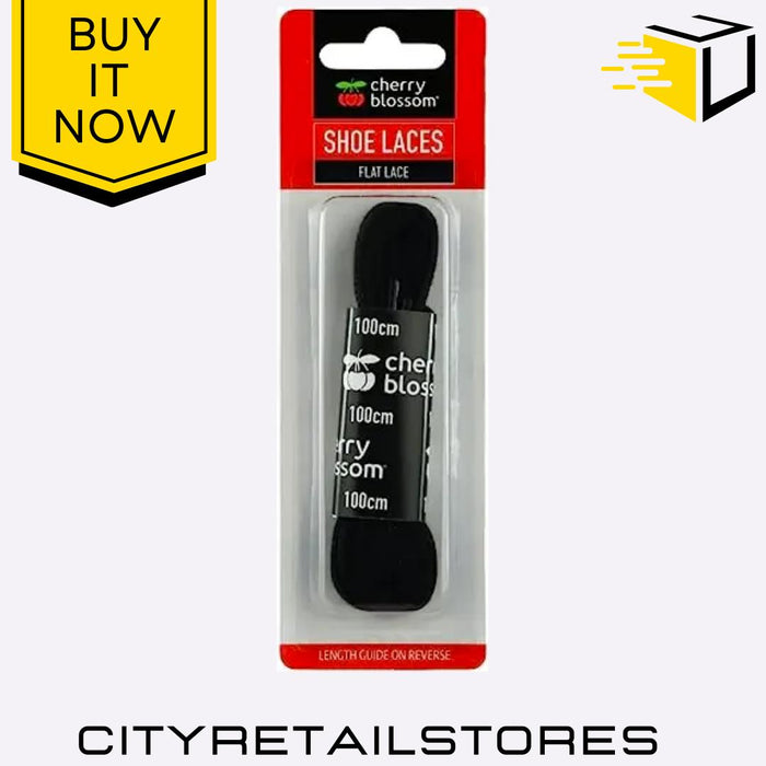 Flat Round Shoe Laces Black, Brown, White Durable & Stylish Cherry Blossom