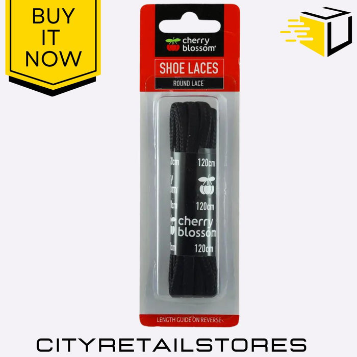 Flat Round Shoe Laces Black, Brown, White Durable & Stylish Cherry Blossom