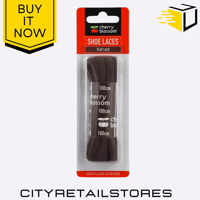 Flat Round Shoe Laces Black, Brown, White Durable & Stylish Cherry Blossom