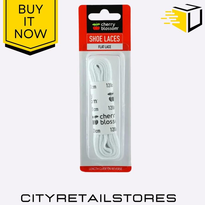 Flat Round Shoe Laces Black, Brown, White Durable & Stylish Cherry Blossom