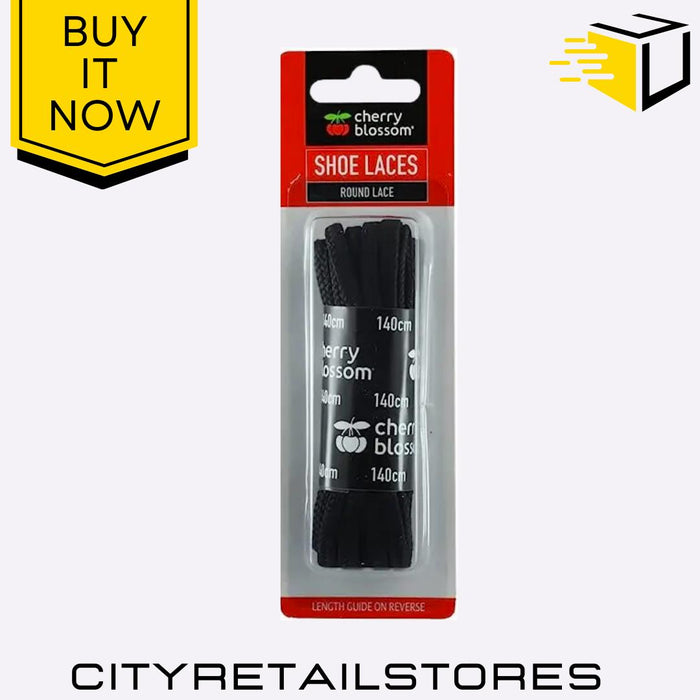 Flat Round Shoe Laces Black, Brown, White Durable & Stylish Cherry Blossom