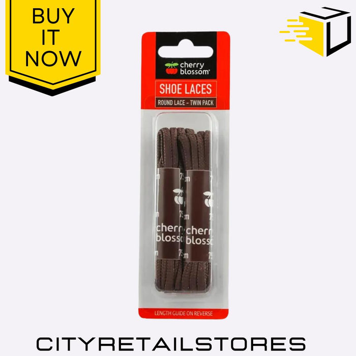 Flat Round Shoe Laces Black, Brown, White Durable & Stylish Cherry Blossom