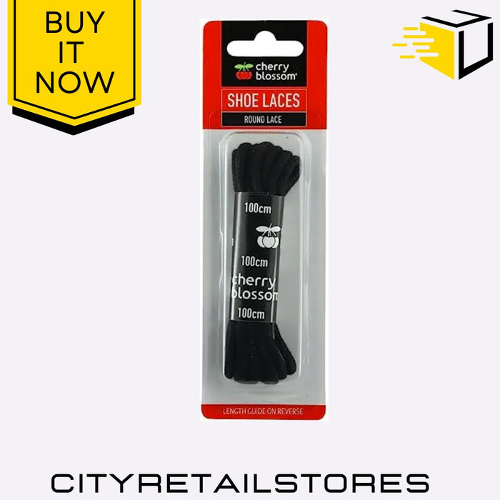 Flat Round Shoe Laces Black, Brown, White Durable & Stylish Cherry Blossom