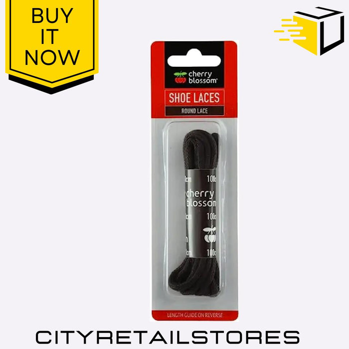 Flat Round Shoe Laces Black, Brown, White Durable & Stylish Cherry Blossom