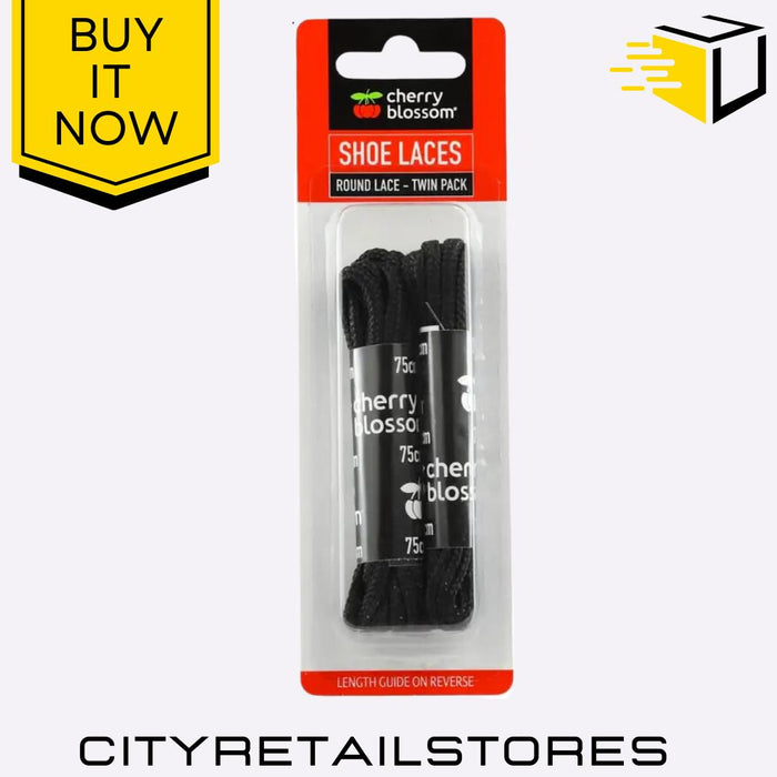 Flat Round Shoe Laces Black, Brown, White Durable & Stylish Cherry Blossom