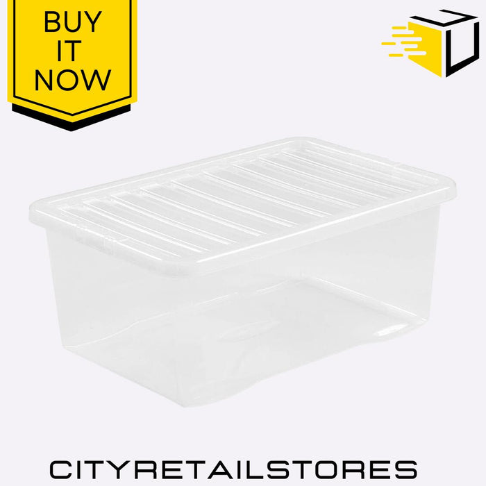 Crystal 45L Storage Box With Lid Clear Plastic Durable Storage Solution Wham