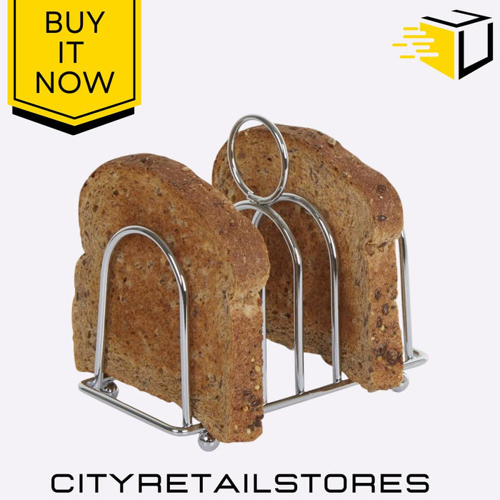 Chrome Plated Toast Rack 6 Slice Bread Holder Breakfast Tableware Durable Apollo