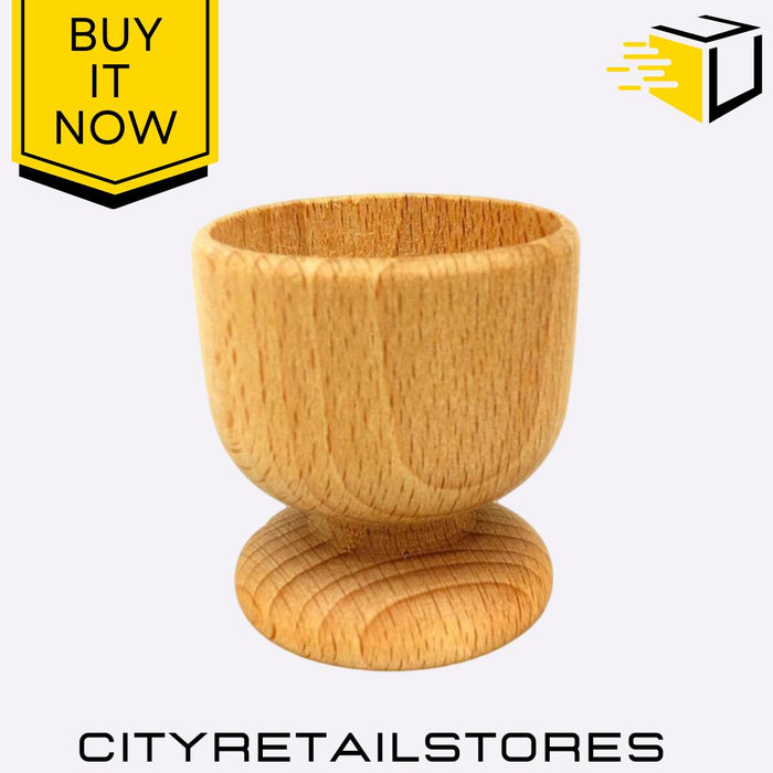 4pc Beech Wood Egg Cups Natural Wooden Breakfast Set Durable & Stylish Apollo