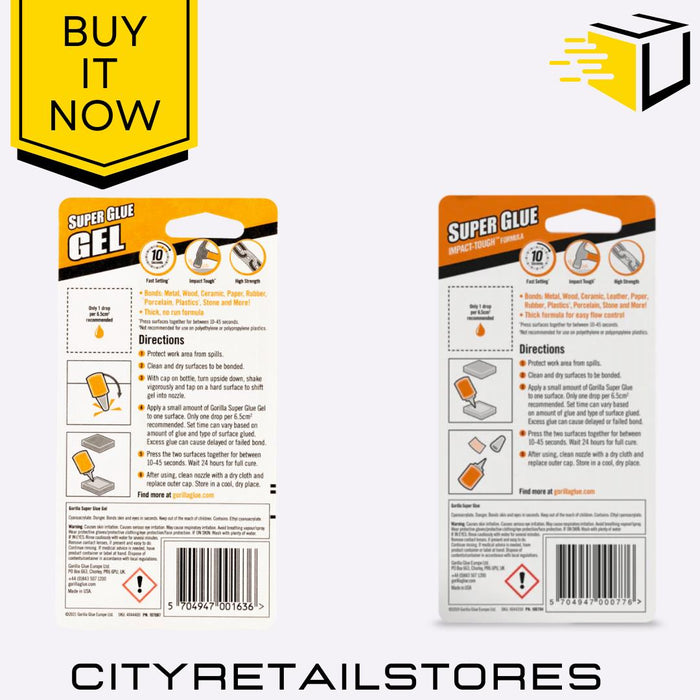 Glue Super Glue Impact Tough Fast Dry Strong Adhesive Glue/Gel 15g Gorilla