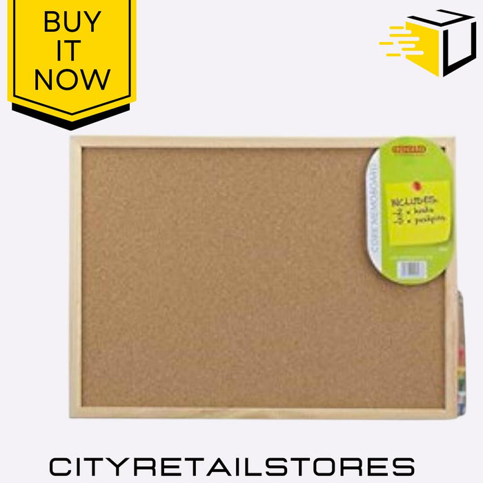 Cork Memo Board 40cm x 30cm Stylish & Practical Notice Pin Board Apollo