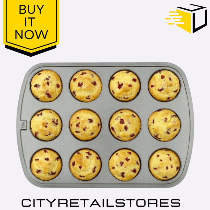 6/12 Cup Muffin Pan Non-Stick Bakeware For Cupcakes & Muffins Durable Chef Aid