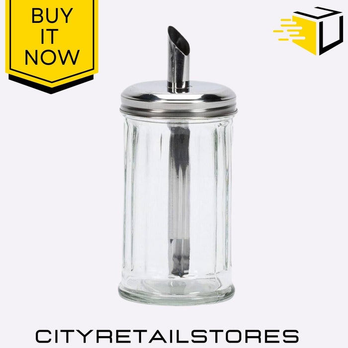 Apollo Large Glass Sugar Shaker Pourer Durable Lid Dispenser for Kitchen or Ca