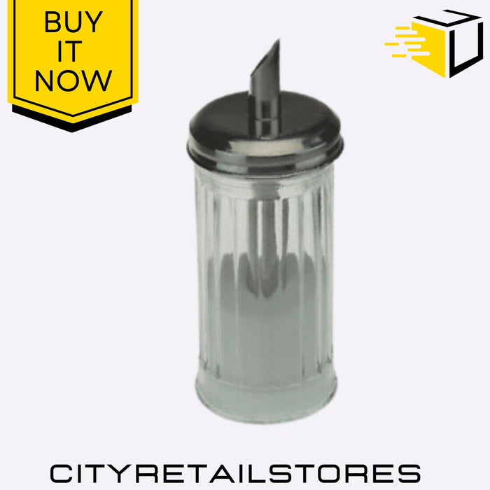 Apollo Large Glass Sugar Shaker Pourer Durable Lid Dispenser for Kitchen or Ca