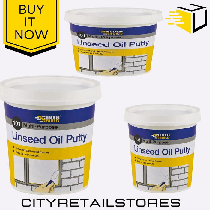 Everbuild Multipurpose Linseed Oil Natural Putty Wood Repair 1kg 500g 250g