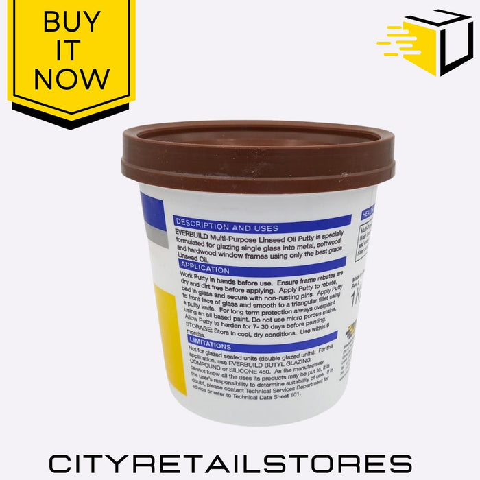 Everbuild Multipurpose Linseed Oil Natural Putty Wood Repair 1kg 500g 250g