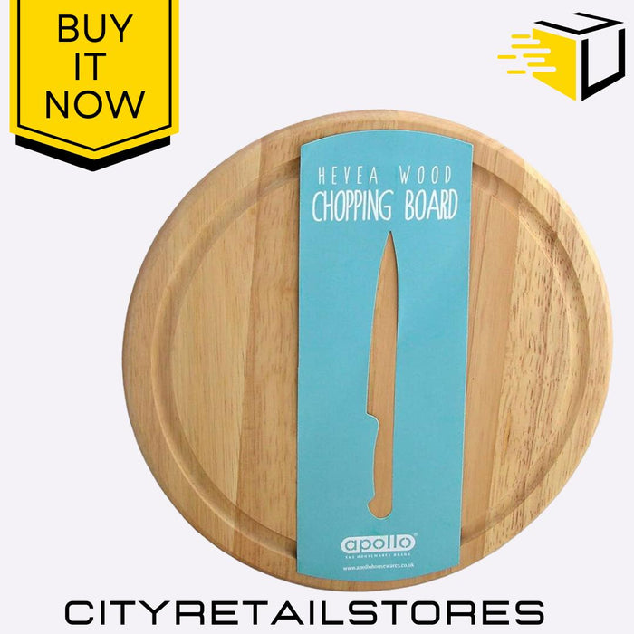 Apollo 25cm Hevea Wood Round Chopping Board Durable Cutting Board Kitchen