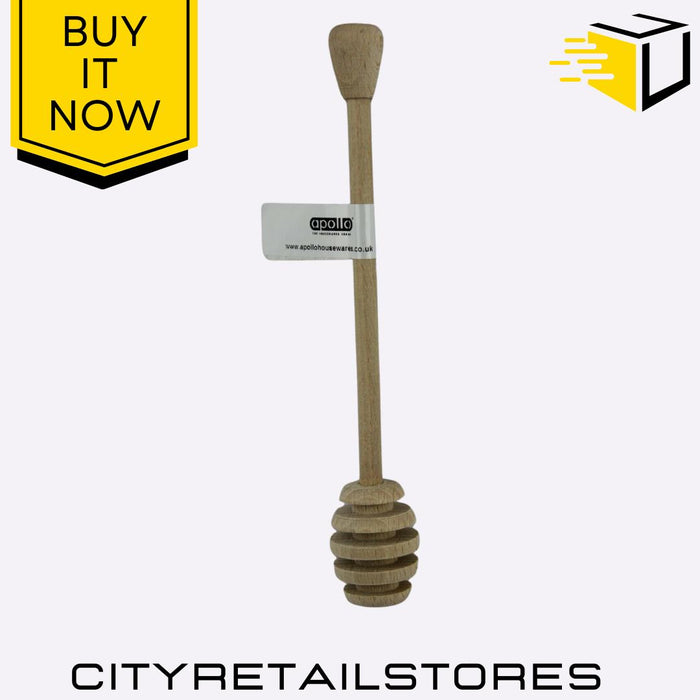 6 Pack Apollo Honey Dipper 17cm Wooden Honey Stick, Drizzler for Smooth Serving