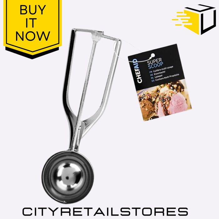 Chef Aid Stainless Steel Ice Cream Scoop & Bow Action Scoop Kitchen Gadget Tool