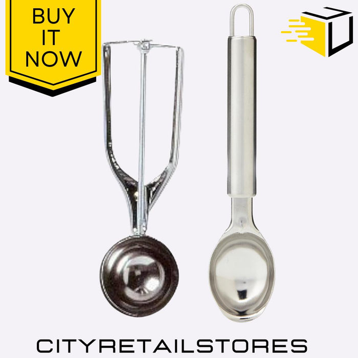 Chef Aid Stainless Steel Ice Cream Scoop & Bow Action Scoop Kitchen Gadget Tool