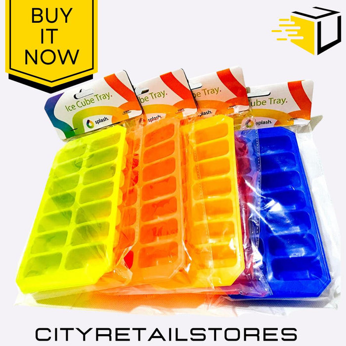 4 pack Apollo Splash Soft Ice Cube Tray Assorted Colours Flexible Easy