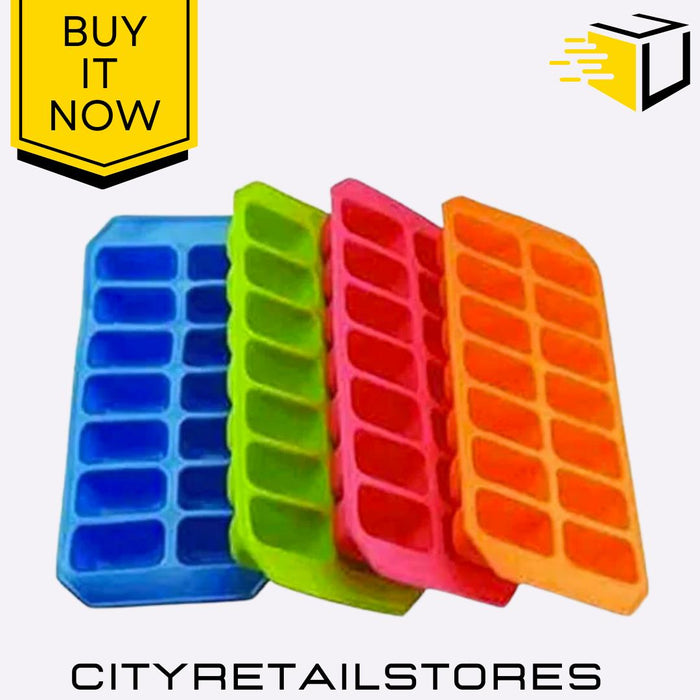 4 pack Apollo Splash Soft Ice Cube Tray Assorted Colours Flexible Easy