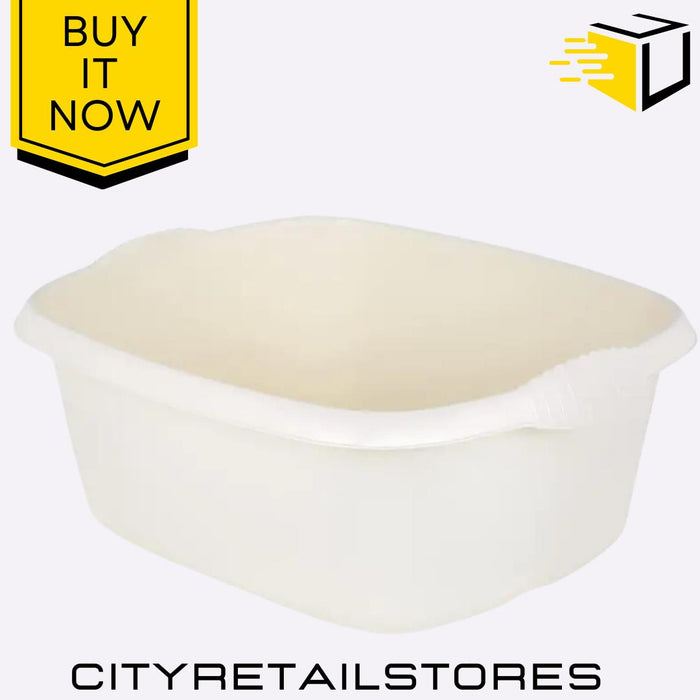 Wham Casa 39cm Rectangular Washing Up Bowl Soft Cream Durable Plastic Kitchen