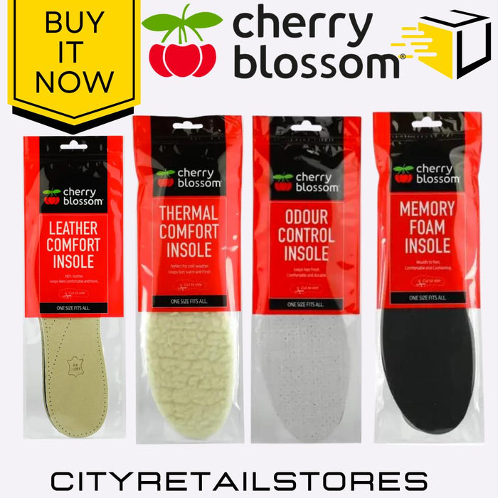 Insole Range Leather, Memory Foam, Odour Control, Thermal, Foam Cherry Blossom