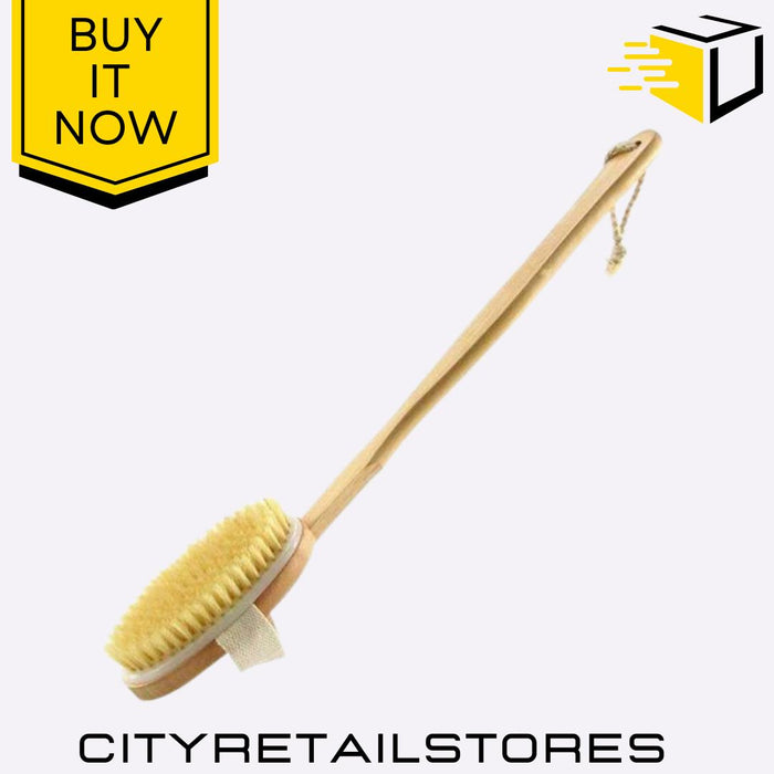 Wooden Bath Brush Long Handle Exfoliating Wooden Body Scrubber 43cm Apollo