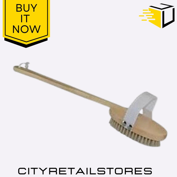 Wooden Bath Brush Long Handle Exfoliating Wooden Body Scrubber 43cm Apollo