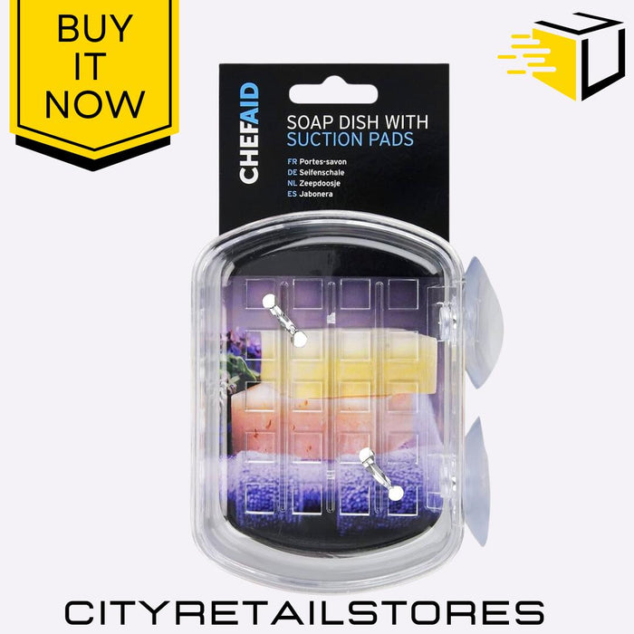 Chef Aid Bath Organiser & Soap Dish Wall Mounted with Suction Pads, Durable